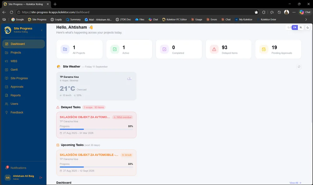 Site Progress screenshot